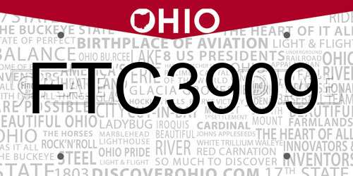 FTC3909 Ohio License Plate