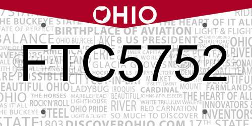 FTC5752 Ohio License Plate