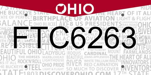 FTC6263 Ohio License Plate