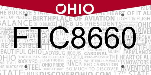 FTC8660 Ohio License Plate