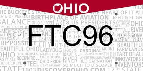 FTC96 Ohio License Plate