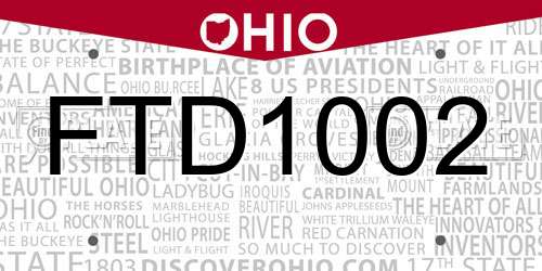 FTD1002 Ohio License Plate