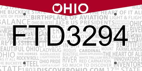 FTD3294 Ohio License Plate