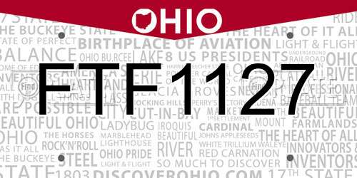 FTF1127 Ohio License Plate