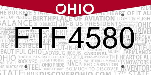 FTF4580 Ohio License Plate
