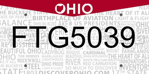 FTG5039 Ohio License Plate