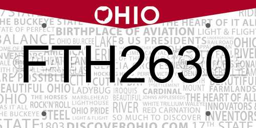 FTH2630 Ohio License Plate