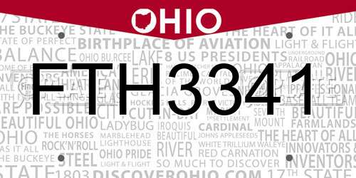 FTH3341 Ohio License Plate