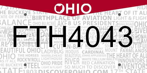FTH4043 Ohio License Plate