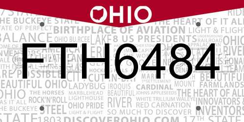 FTH6484 Ohio License Plate