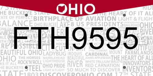 FTH9595 Ohio License Plate
