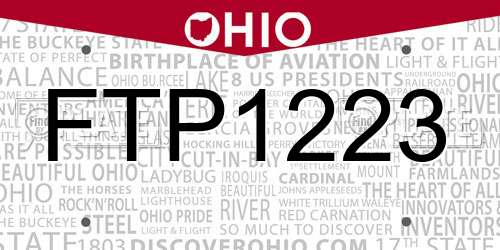 FTP1223 Ohio License Plate