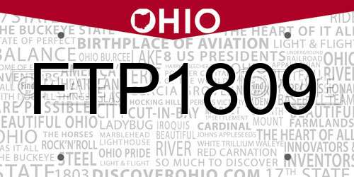 FTP1809 Ohio License Plate