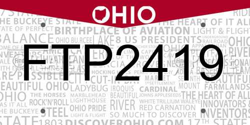 FTP2419 Ohio License Plate