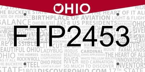 FTP2453 Ohio License Plate