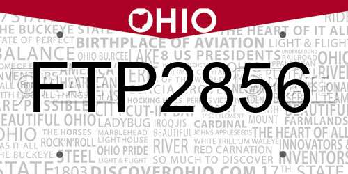 FTP2856 Ohio License Plate