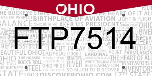 FTP7514 Ohio License Plate