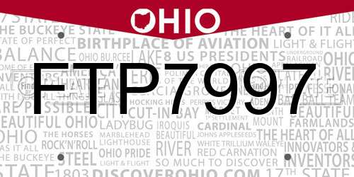 FTP7997 Ohio License Plate