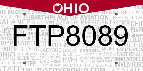 FTP8089 Ohio License Plate