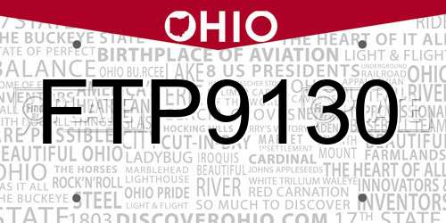 FTP9130 Ohio License Plate