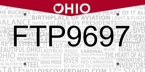 FTP9697 Ohio License Plate