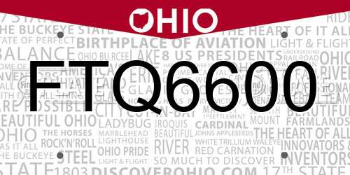 FTQ6600 Ohio License Plate