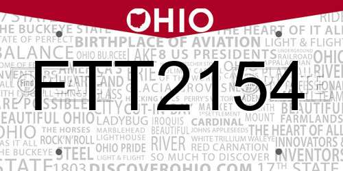 FTT2154 Ohio License Plate