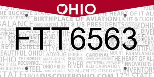 FTT6563 Ohio License Plate