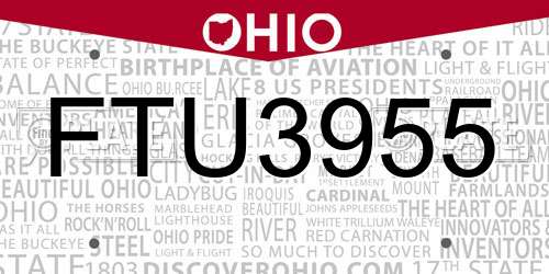 FTU3955 Ohio License Plate
