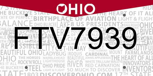 FTV7939 Ohio License Plate