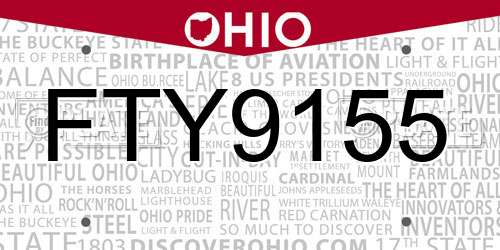 FTY9155 Ohio License Plate