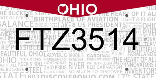 FTZ3514 Ohio License Plate