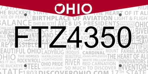 FTZ4350 Ohio License Plate