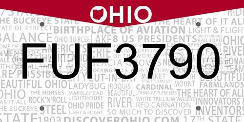 FUF3790 Ohio License Plate