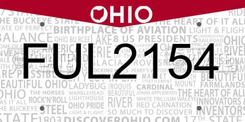FUL2154 Ohio License Plate