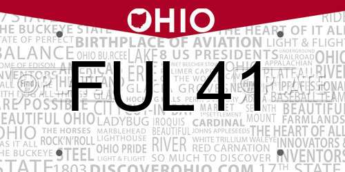 FUL41 Ohio License Plate