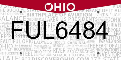 FUL6484 Ohio License Plate
