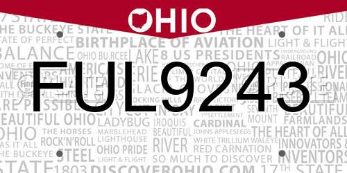 FUL9243 Ohio License Plate