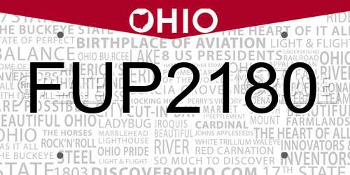 FUP2180 Ohio License Plate