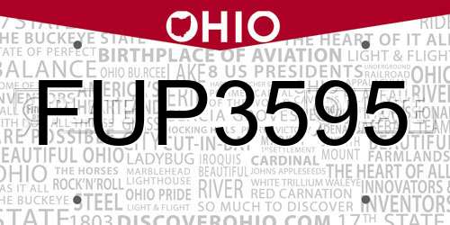 FUP3595 Ohio License Plate