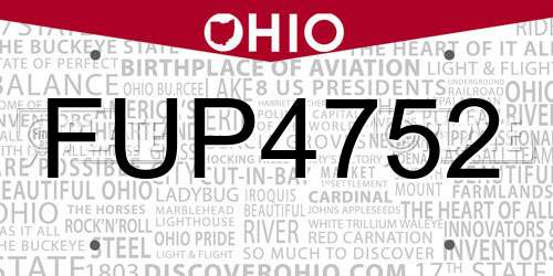 FUP4752 Ohio License Plate