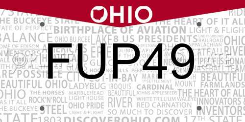 FUP49 Ohio License Plate