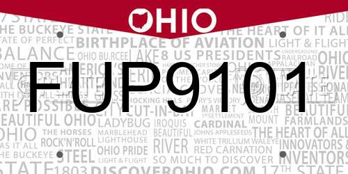 FUP9101 Ohio License Plate