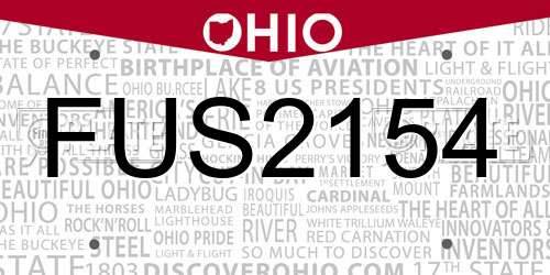 FUS2154 Ohio License Plate