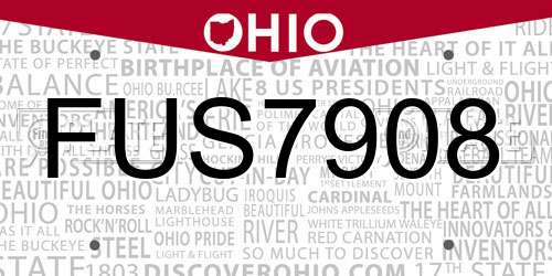 FUS7908 Ohio License Plate