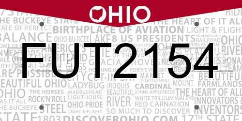 FUT2154 Ohio License Plate
