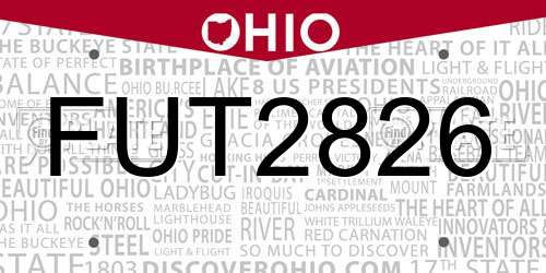 FUT2826 Ohio License Plate