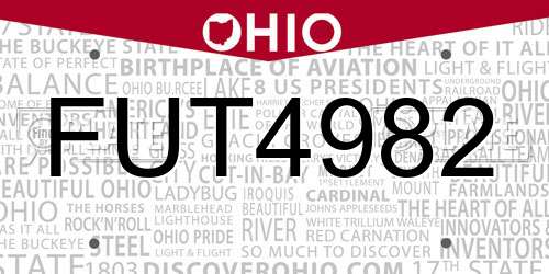 FUT4982 Ohio License Plate