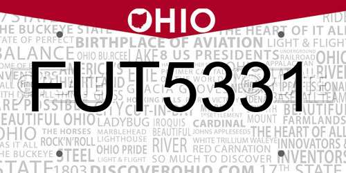 FUT5331 Ohio License Plate