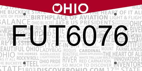 FUT6076 Ohio License Plate